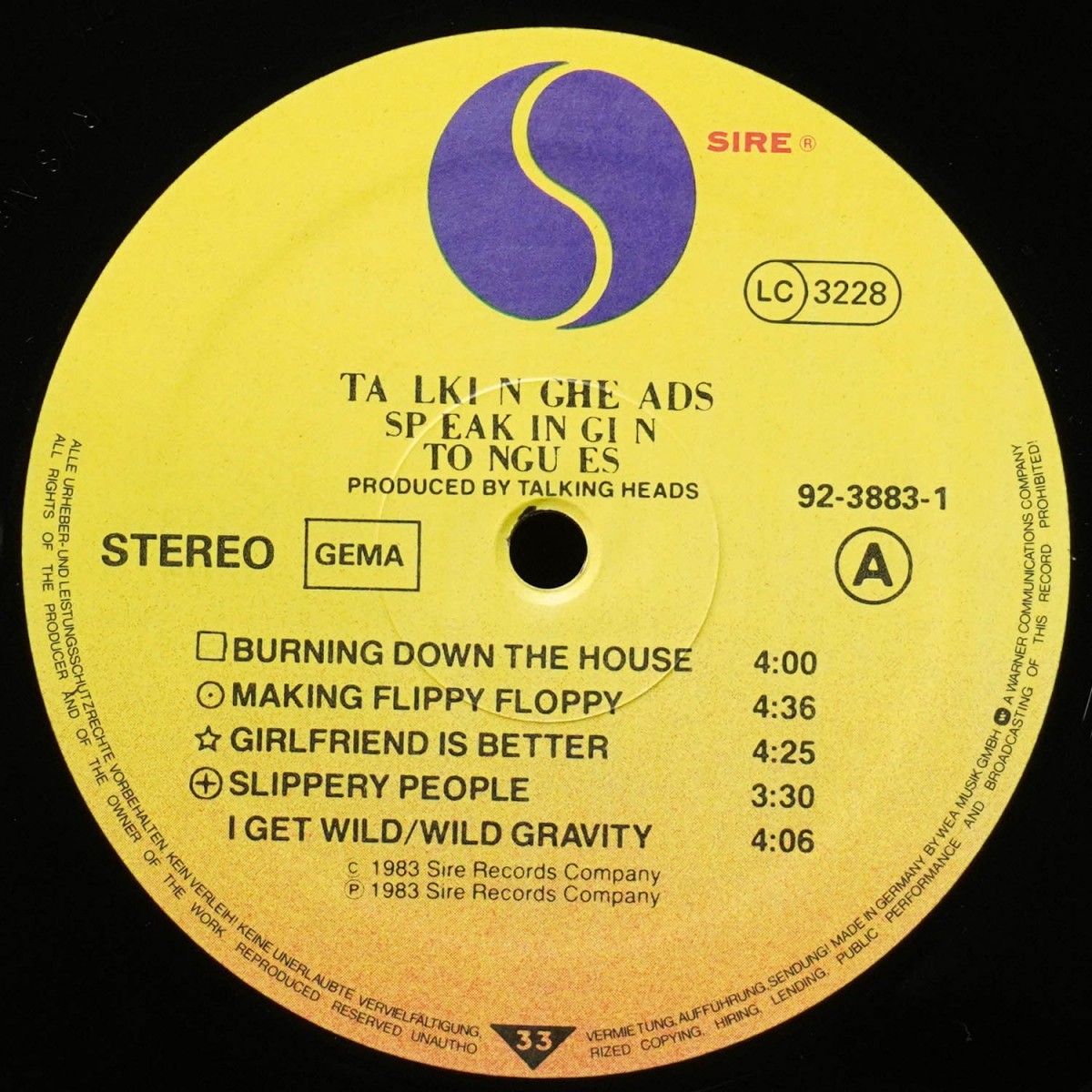 LP Talking Heads — Speaking In Tongues фото 2