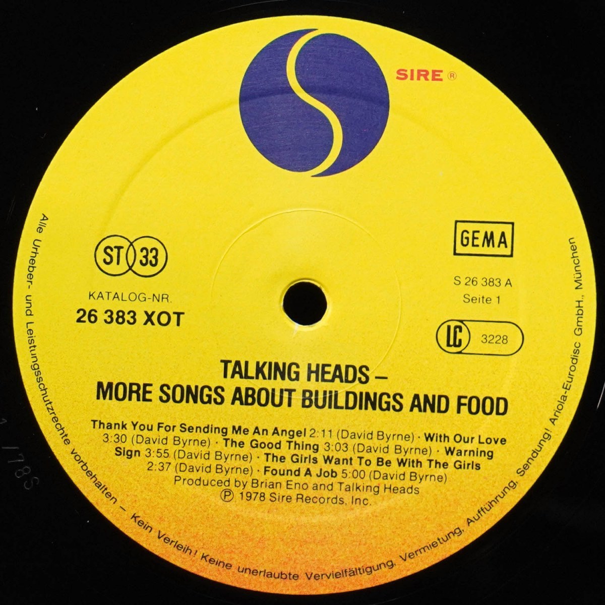 LP Talking Heads — More Songs About Buildings And Food фото 3
