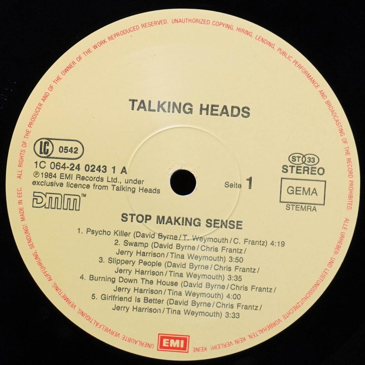 LP Talking Heads — Stop Making Sense (+ буклет) фото 2
