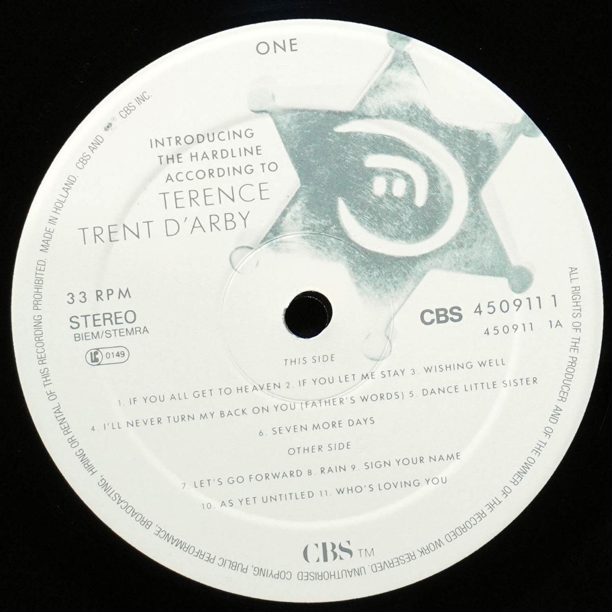 LP Terence Trent D'Arby — Introducing The Hardline According To Terence Trent D'Arby фото 2