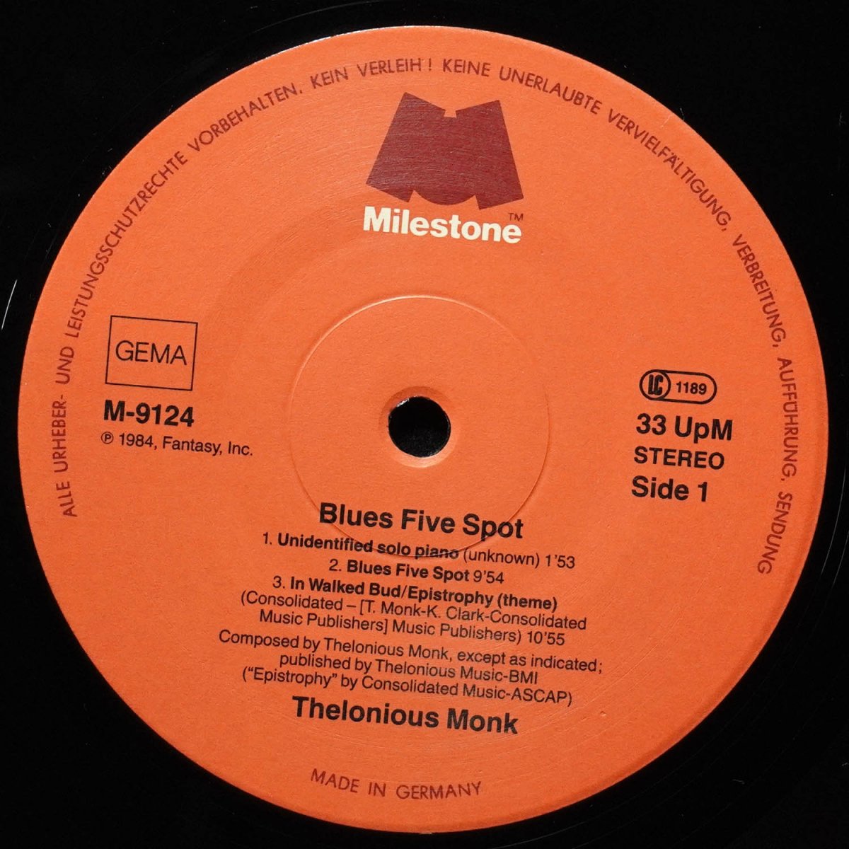 LP Thelonious Monk — Blues Five Spot фото 2