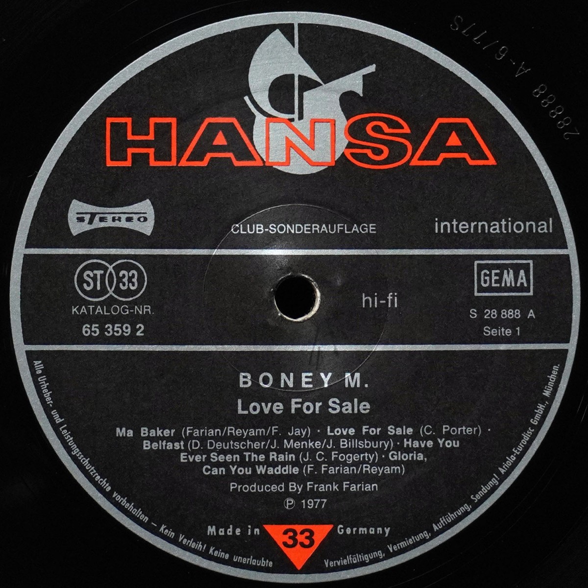 LP Boney M — Love For Sale (клубное издание) фото 3