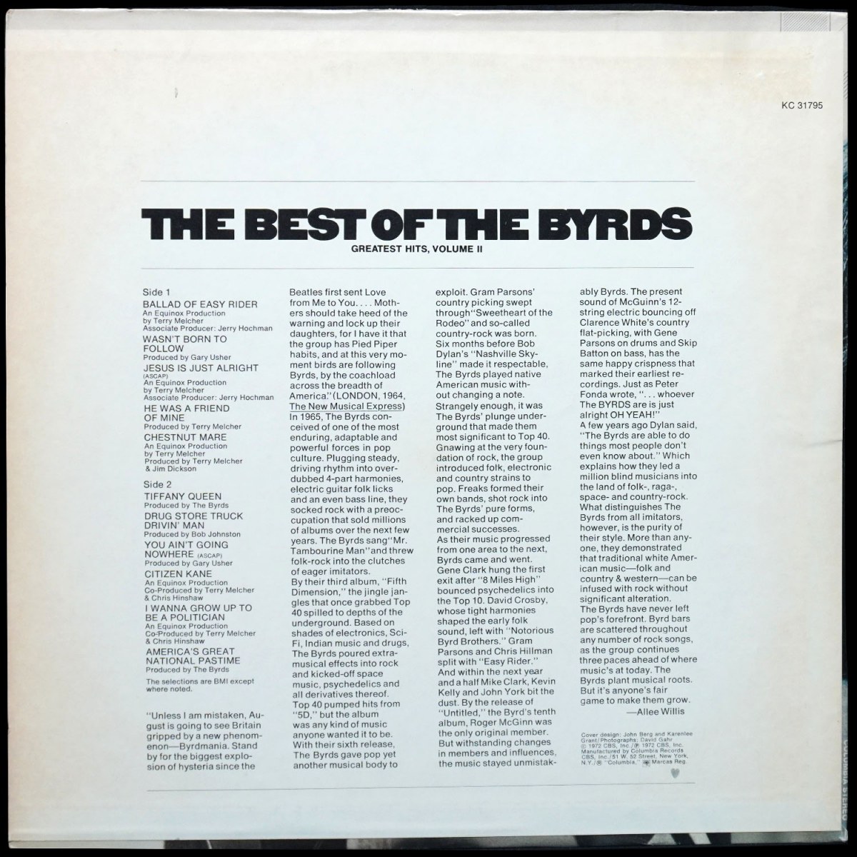 LP Byrds — Best Of The Byrds Greatest Hits, Volume II фото 2