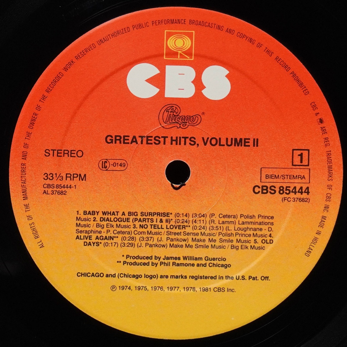 LP Chicago — Greatest Hits, Volume II фото 2