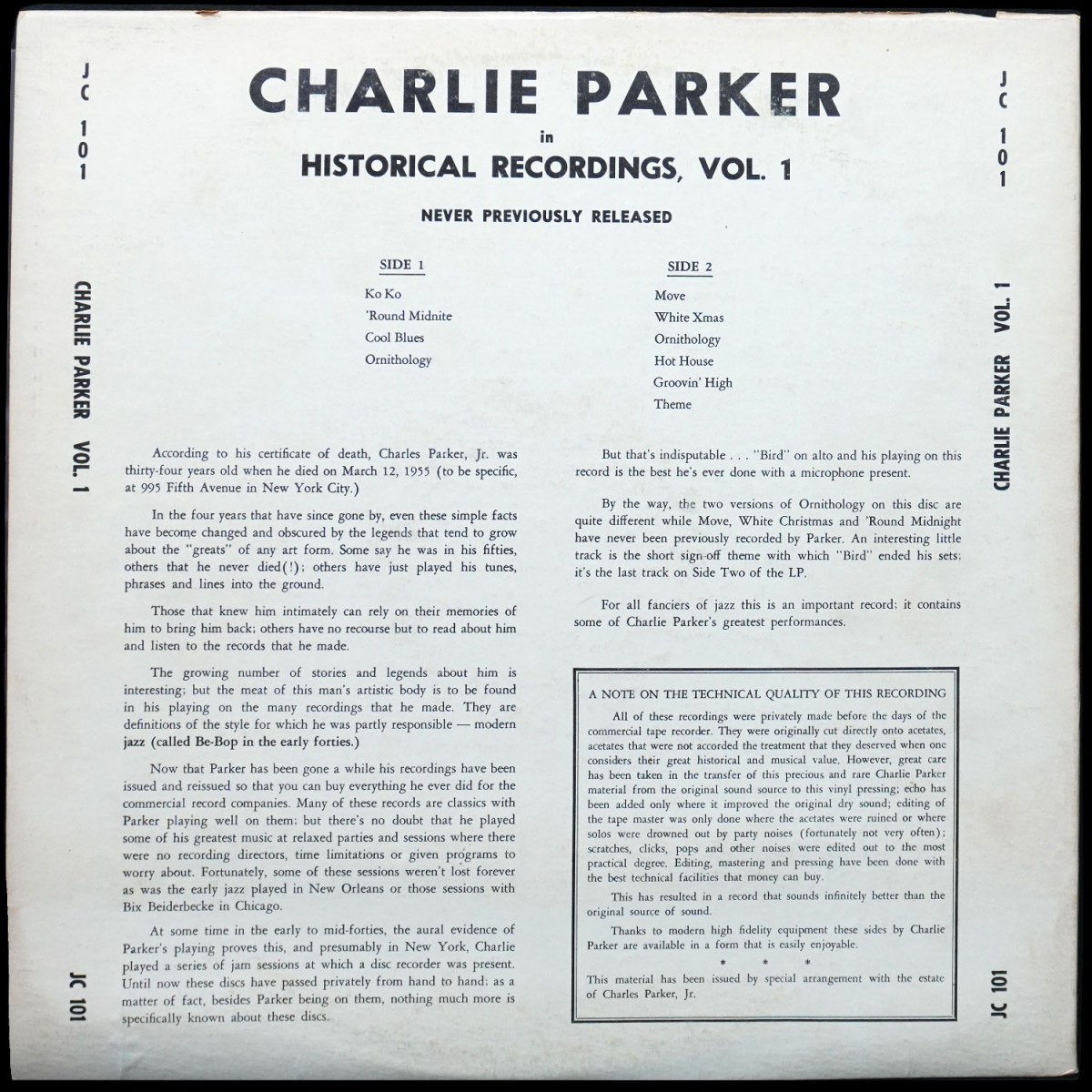 LP Charlie Parker — Le Jazz Cool, Historical Recordings, Vol. 1 фото 2