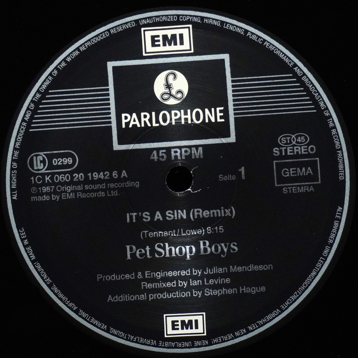 LP Pet Shop Boys — It's A Sin (макси сингл) фото 2