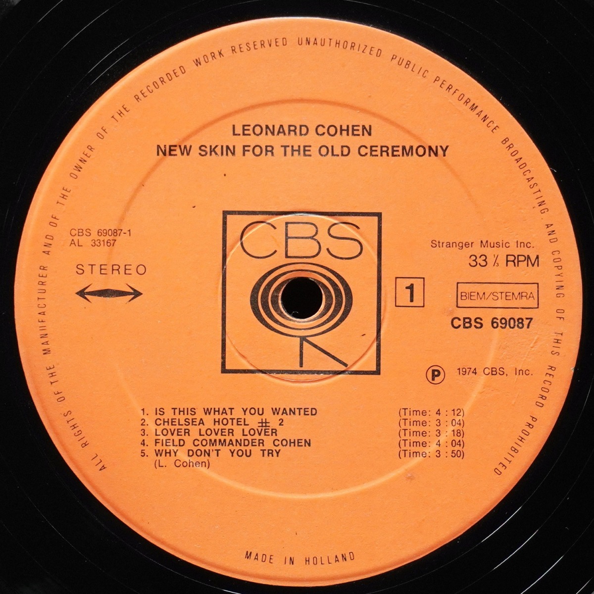 LP Leonard Cohen — New Skin For The Old Ceremony фото 3