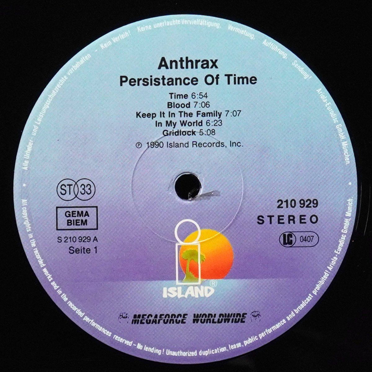 LP Anthrax — Persistence Of Time фото 3