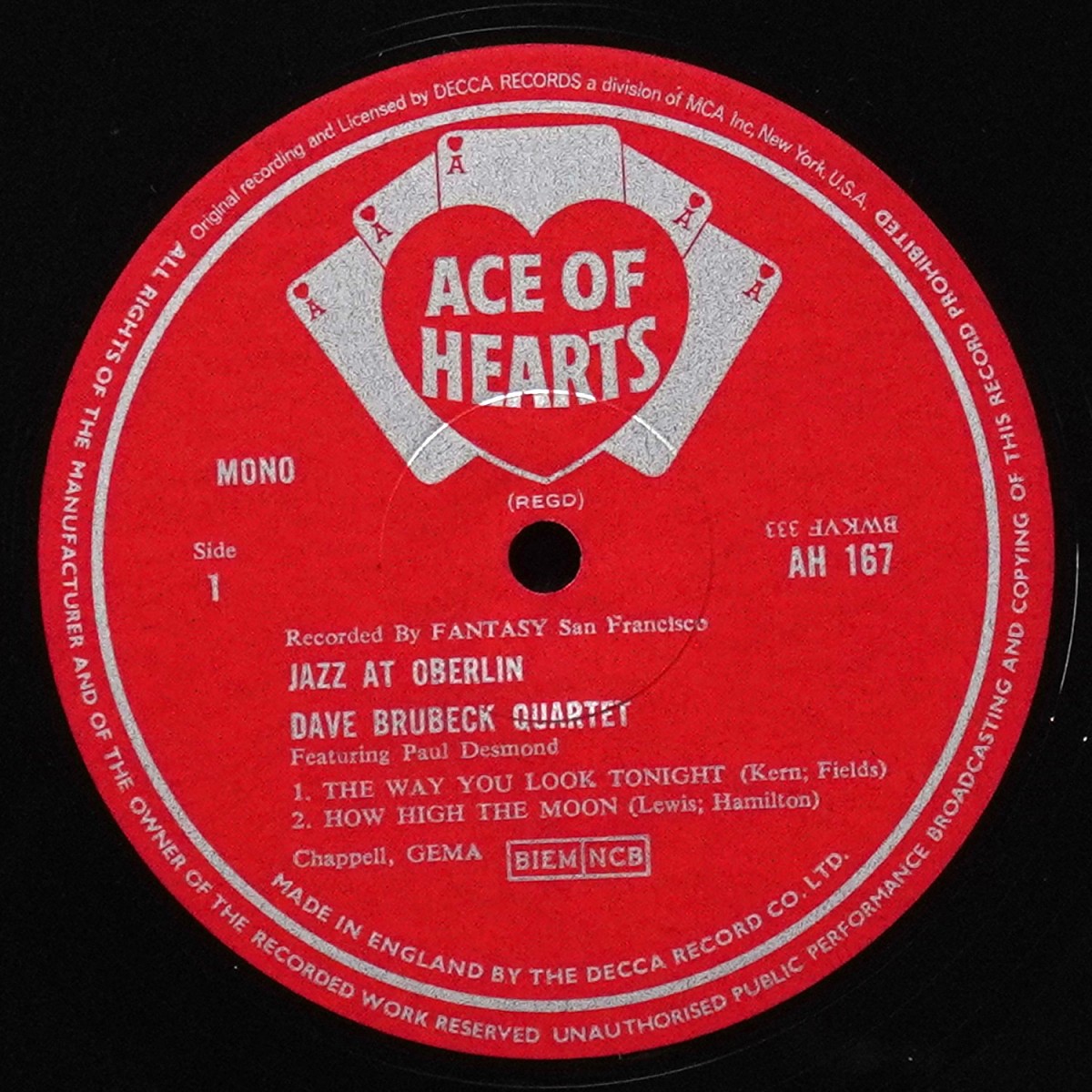 LP Dave Brubeck Quartet — Jazz At Oberlin (моно) фото 2