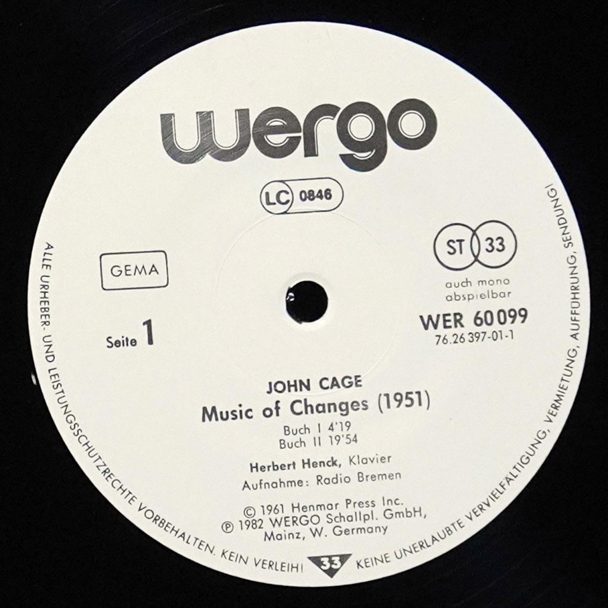 LP Herbert Henck — John Cage: Music Of Changes фото 3