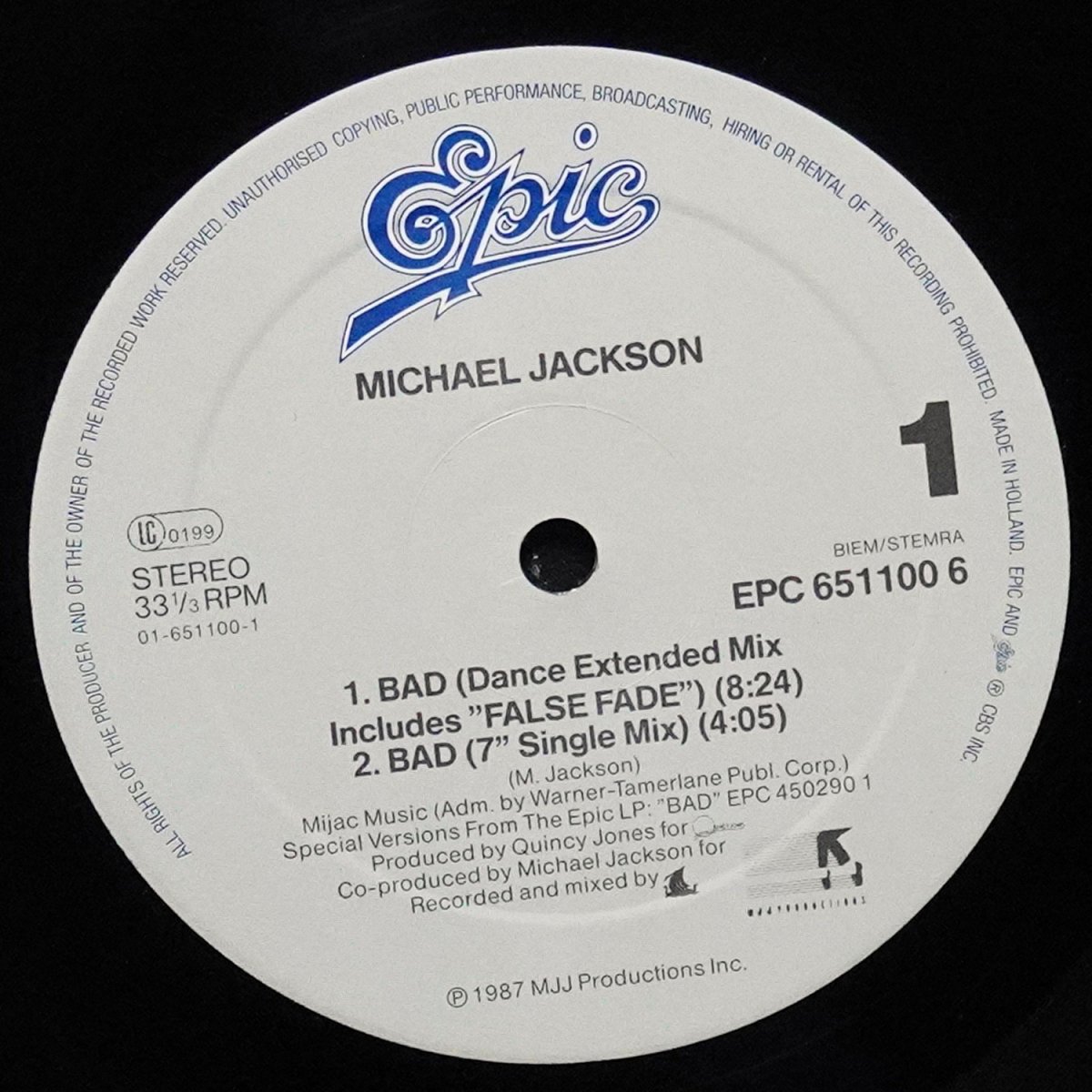 LP Michael Jackson — Bad (макси сингл) фото 3