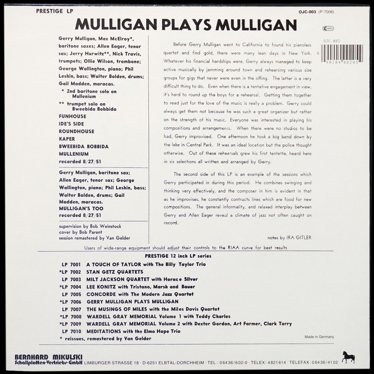 LP Gerry Mulligan — Mulligan Plays Mulligan фото 3
