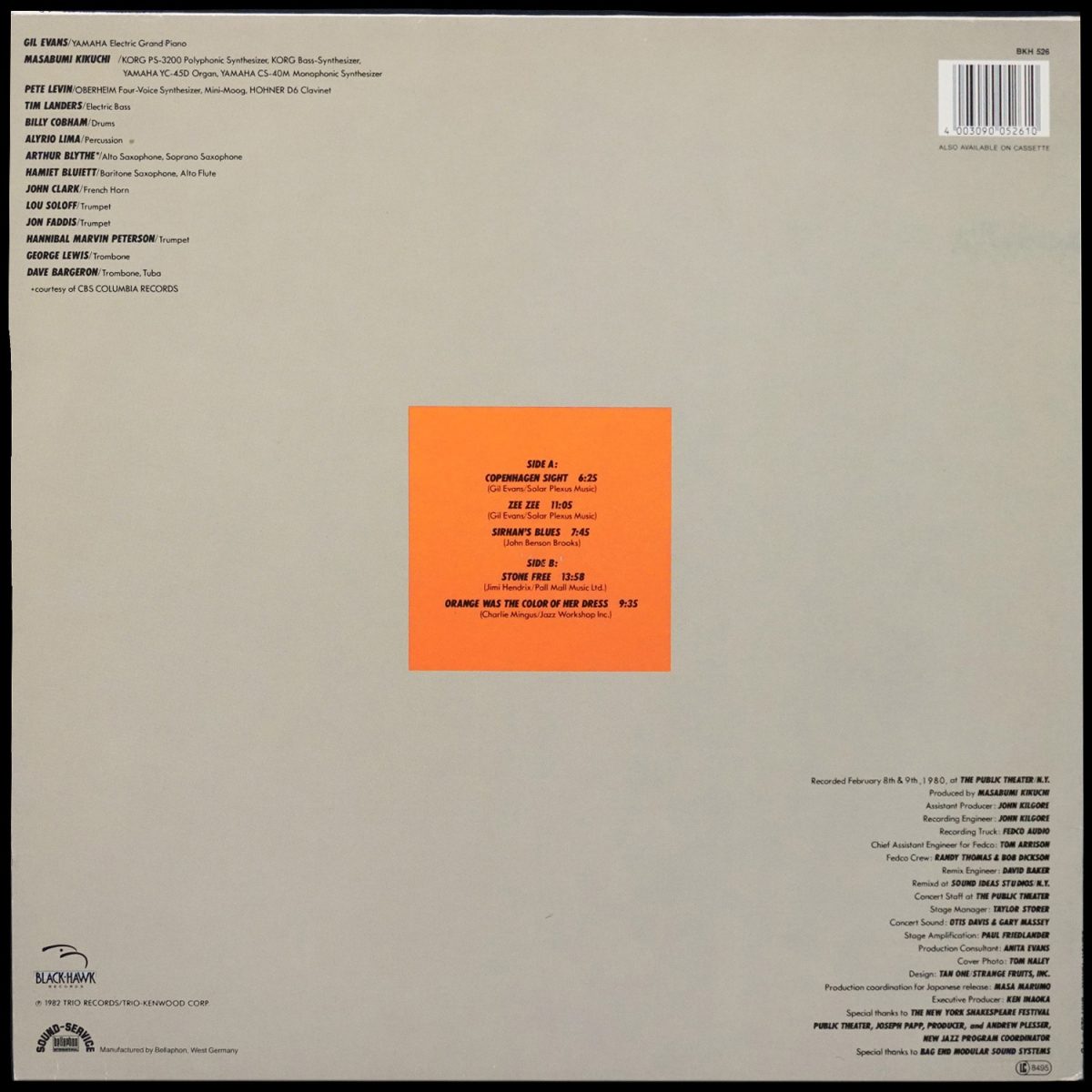 LP Gil Evans — Live At The Public Theater Vol. 2 (New York 1980) фото 2