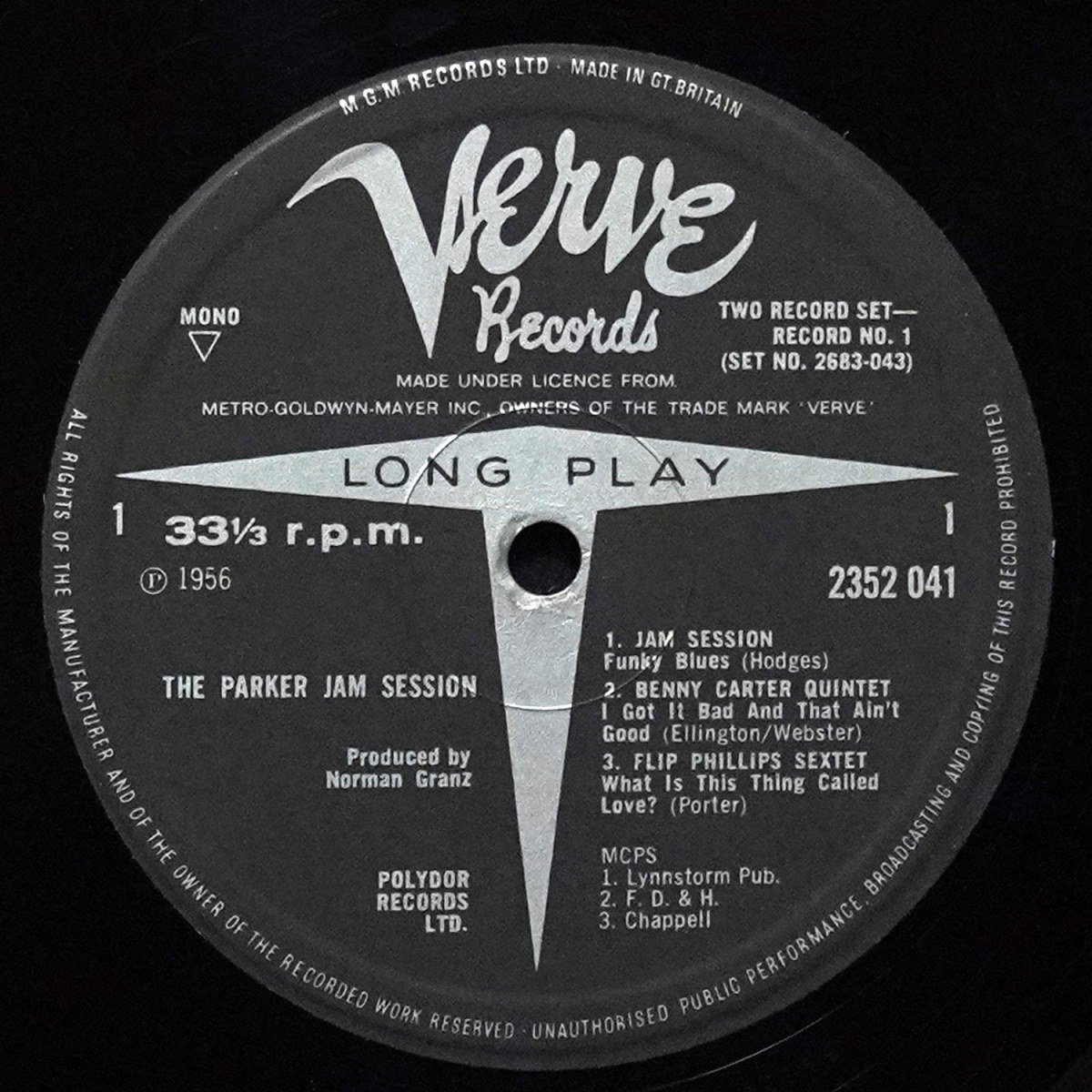 LP Charlie Parker — Parker Jam Session (2LP, моно) фото 2