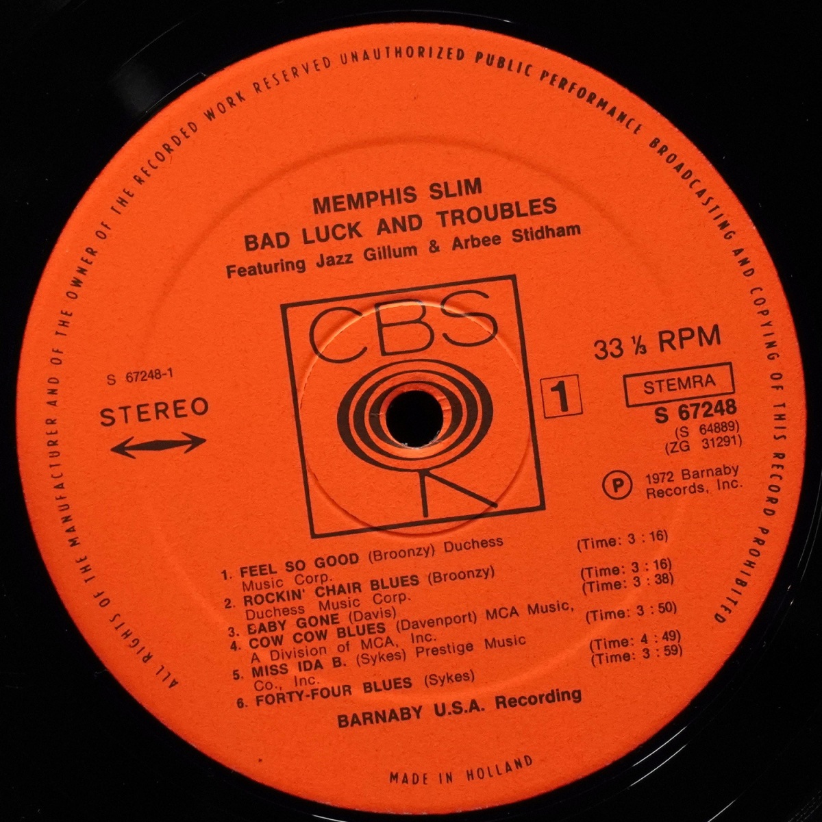 LP Memphis Slim — Bad Luck And Troubles (2LP) фото 3