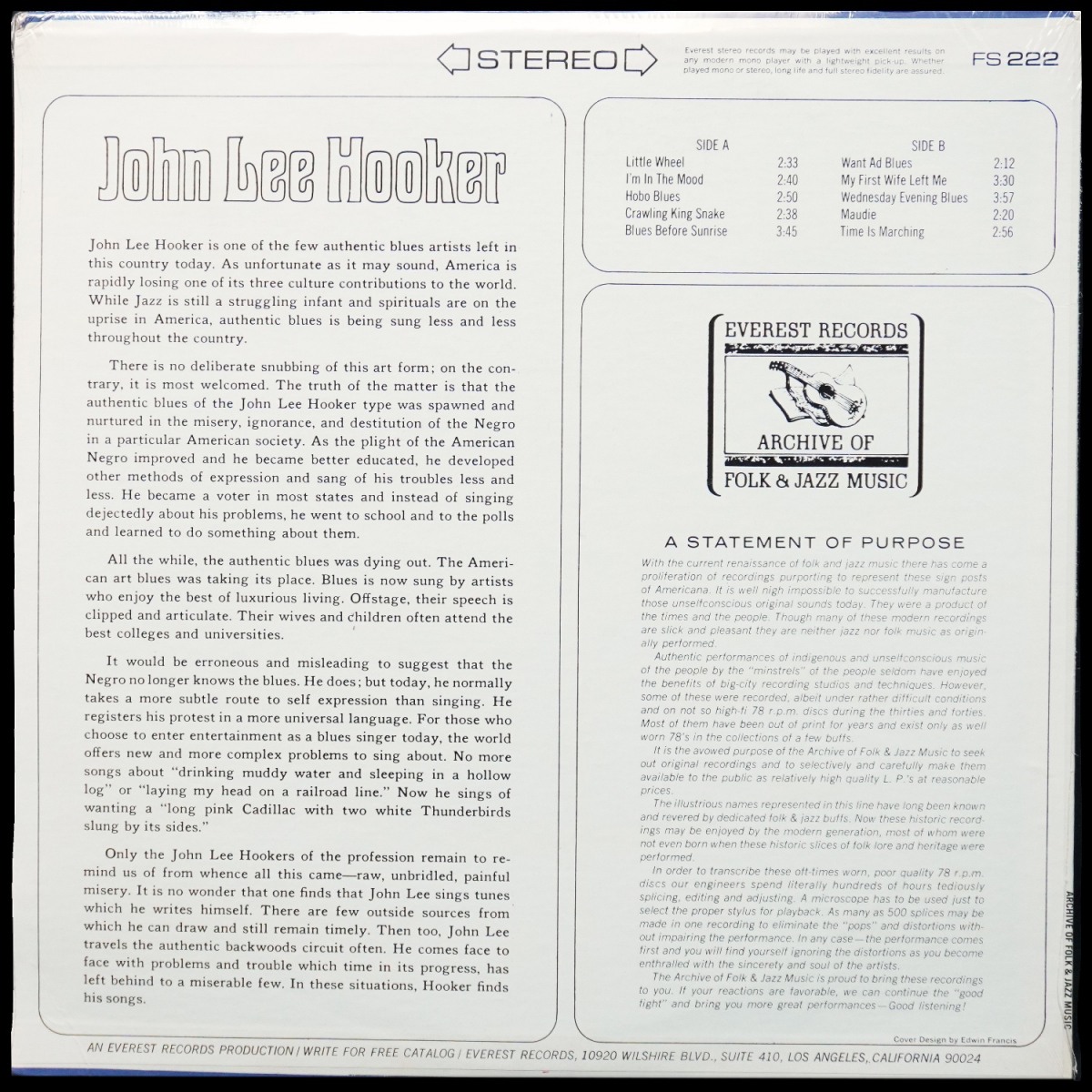 LP John Lee Hooker — John Lee Hooker (моно) фото 2