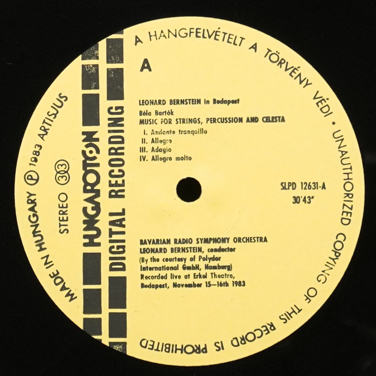 LP Leonard Bernstein — Bartok: Bernstein Budapesten '83: Zene / Divertimento фото 3