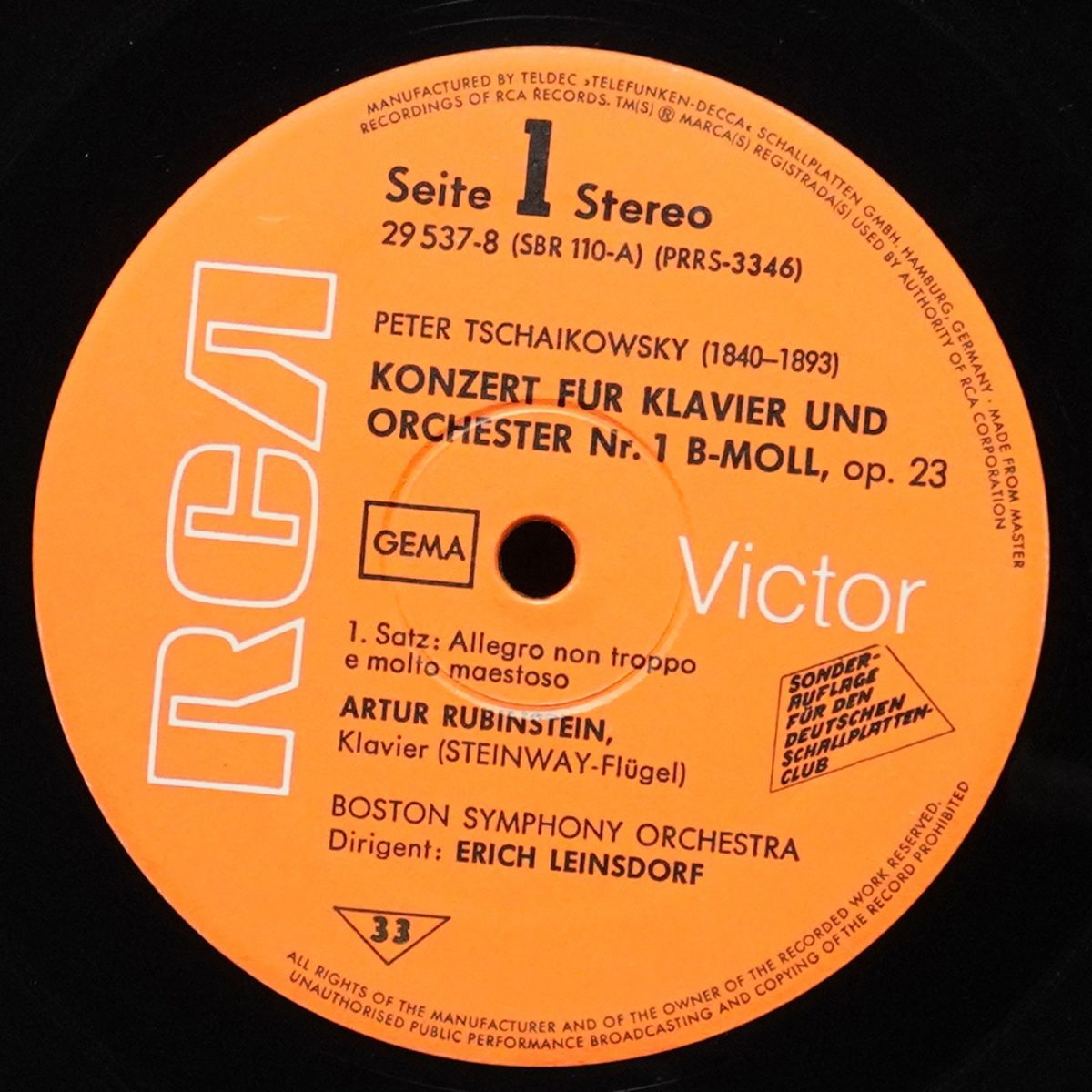 LP Artur Rubinstein — Tschaikowsky: Klavierkonzert Nr. 1 B-Moll (клубное издание) фото 2