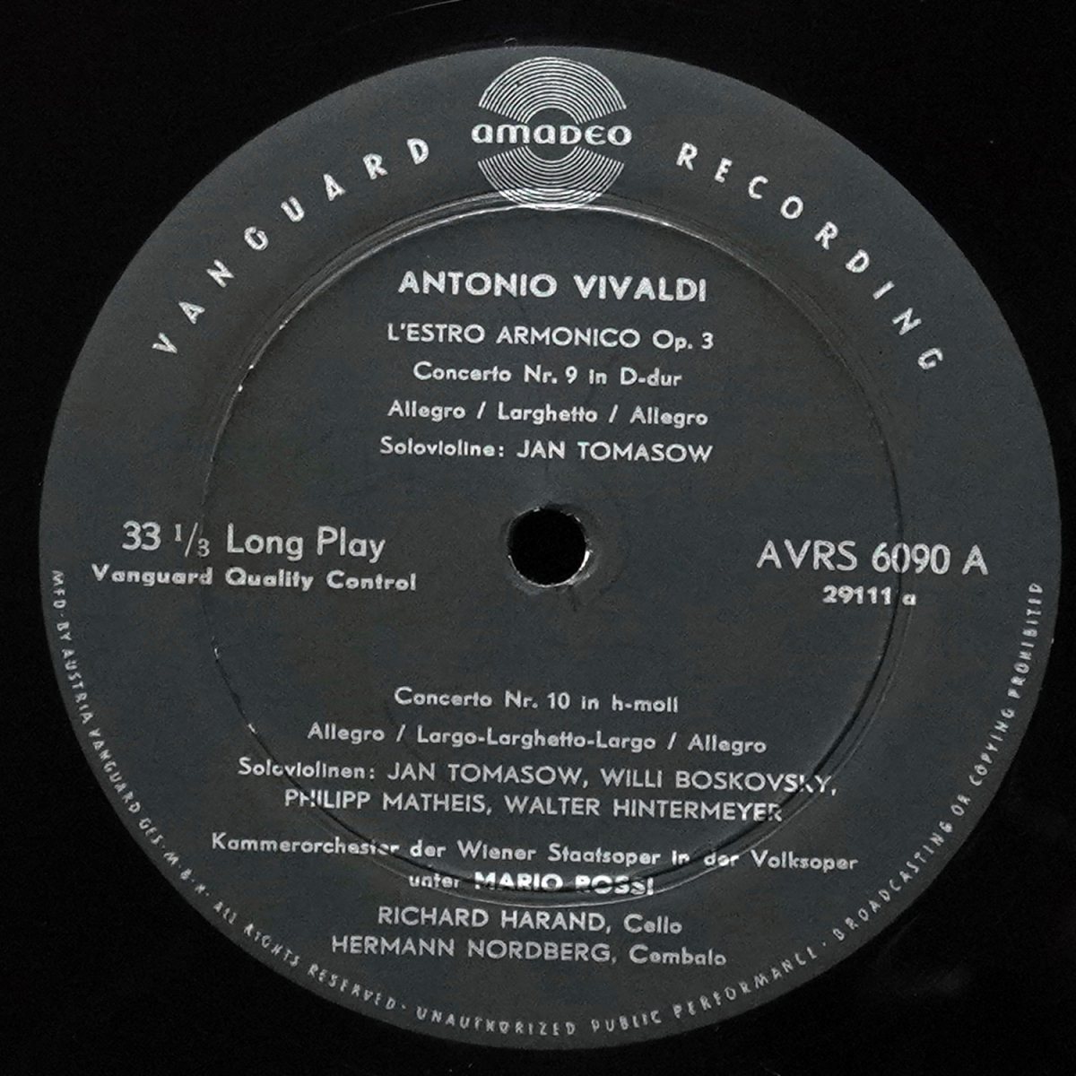 LP Mario Rossi — Vivaldi: L'Estro Armonico Op. 3 / Concerti Nr. 9-12 фото 2