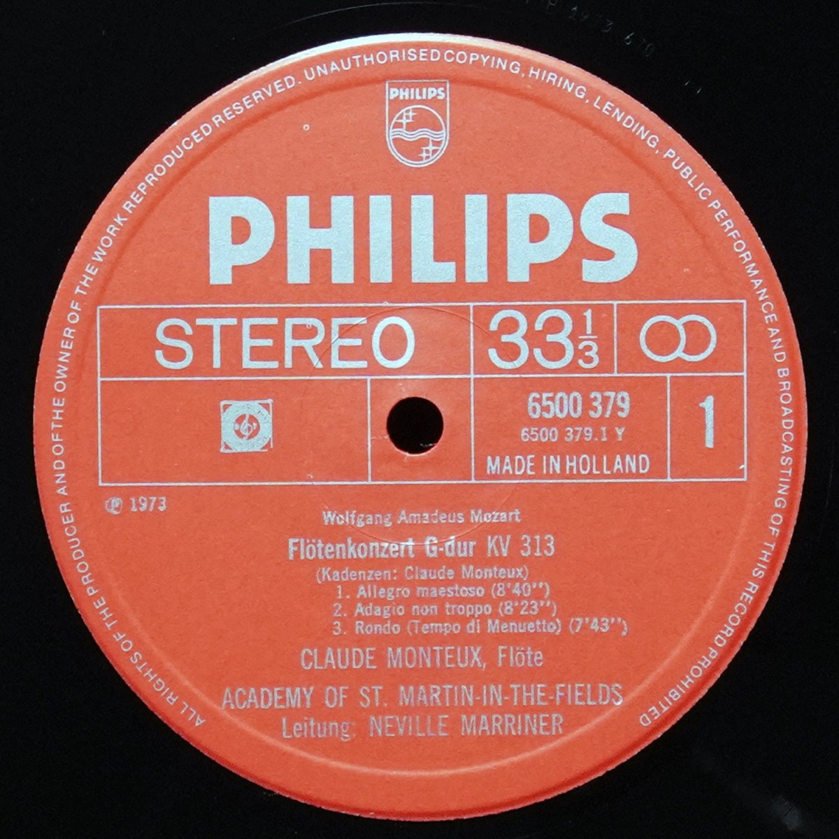 LP Neville Marriner — Mozart: Flötenkonzert KV 313, Oboenkonzert KV 314 фото 2