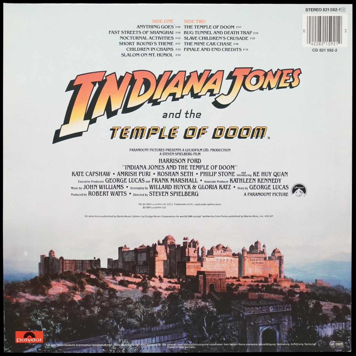 LP John Williams — Indiana Jones And The Temple Of Doom фото 3