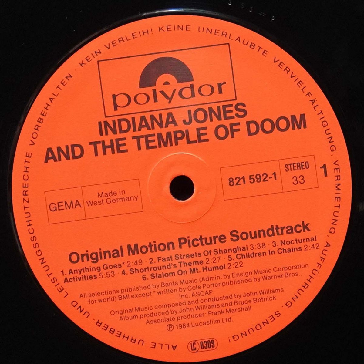LP John Williams — Indiana Jones And The Temple Of Doom фото 2