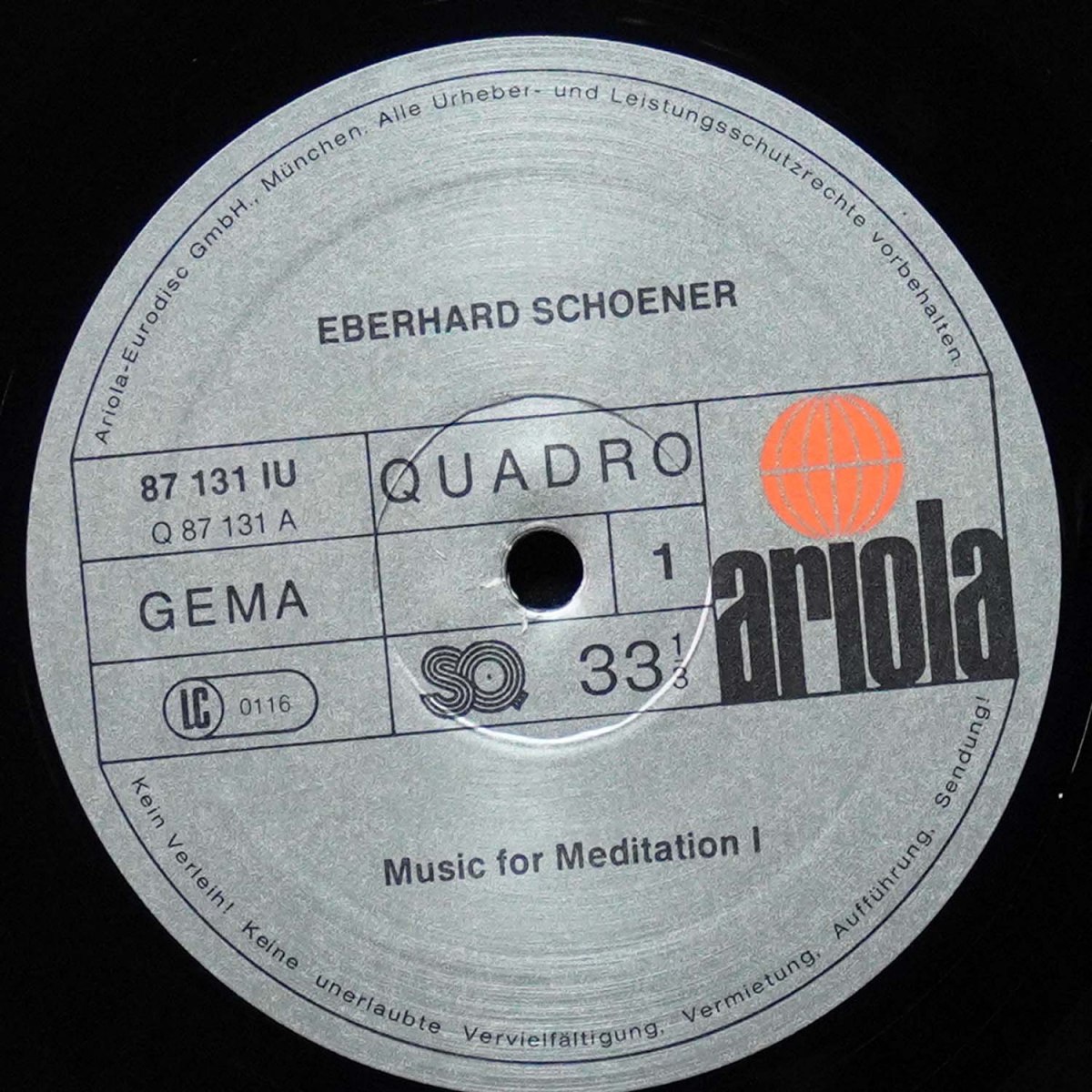 LP Eberhard Schoener — Meditation (клубное издание) фото 3