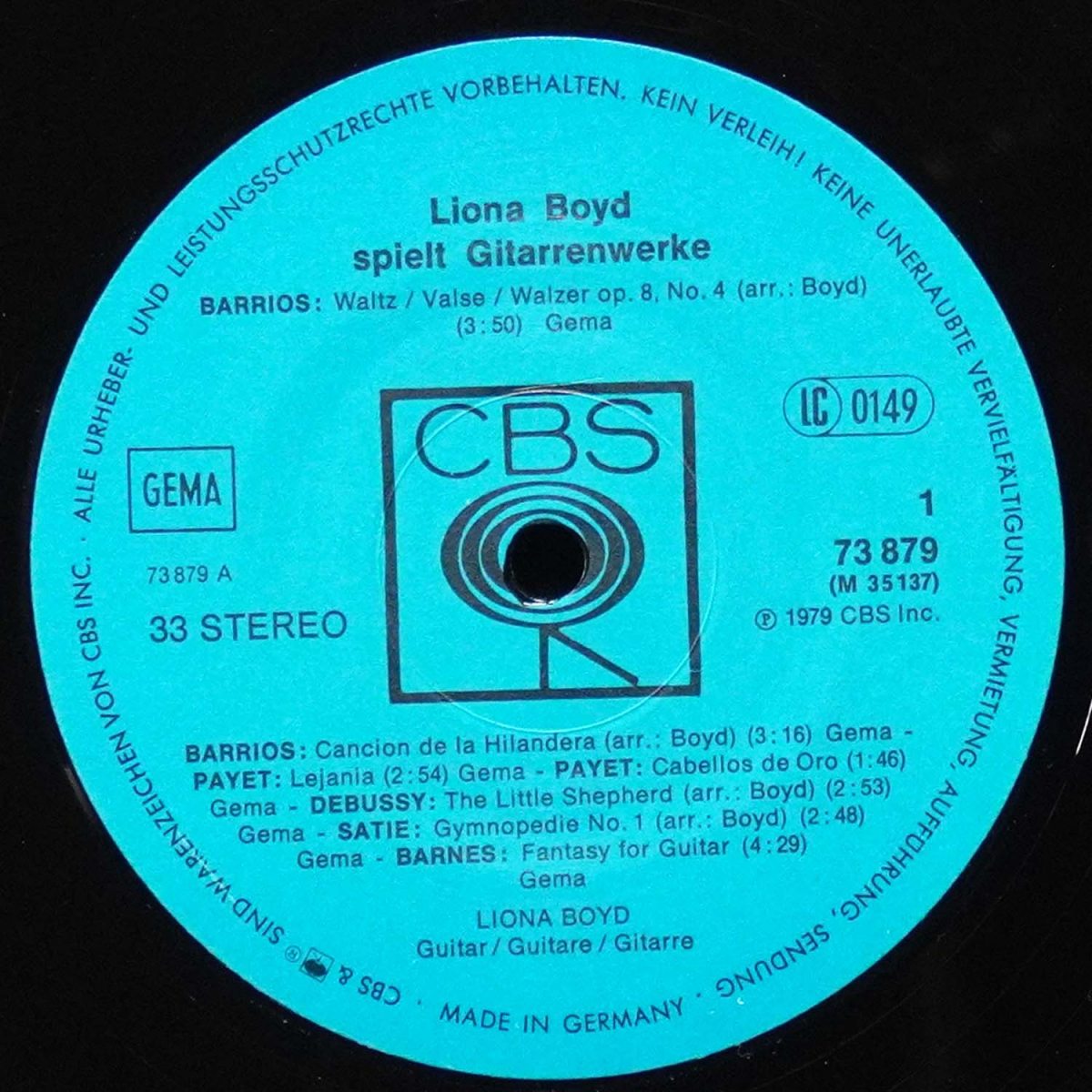 LP Liona Boyd — Liona Boyd Spielt Gitarrenwerke фото 3