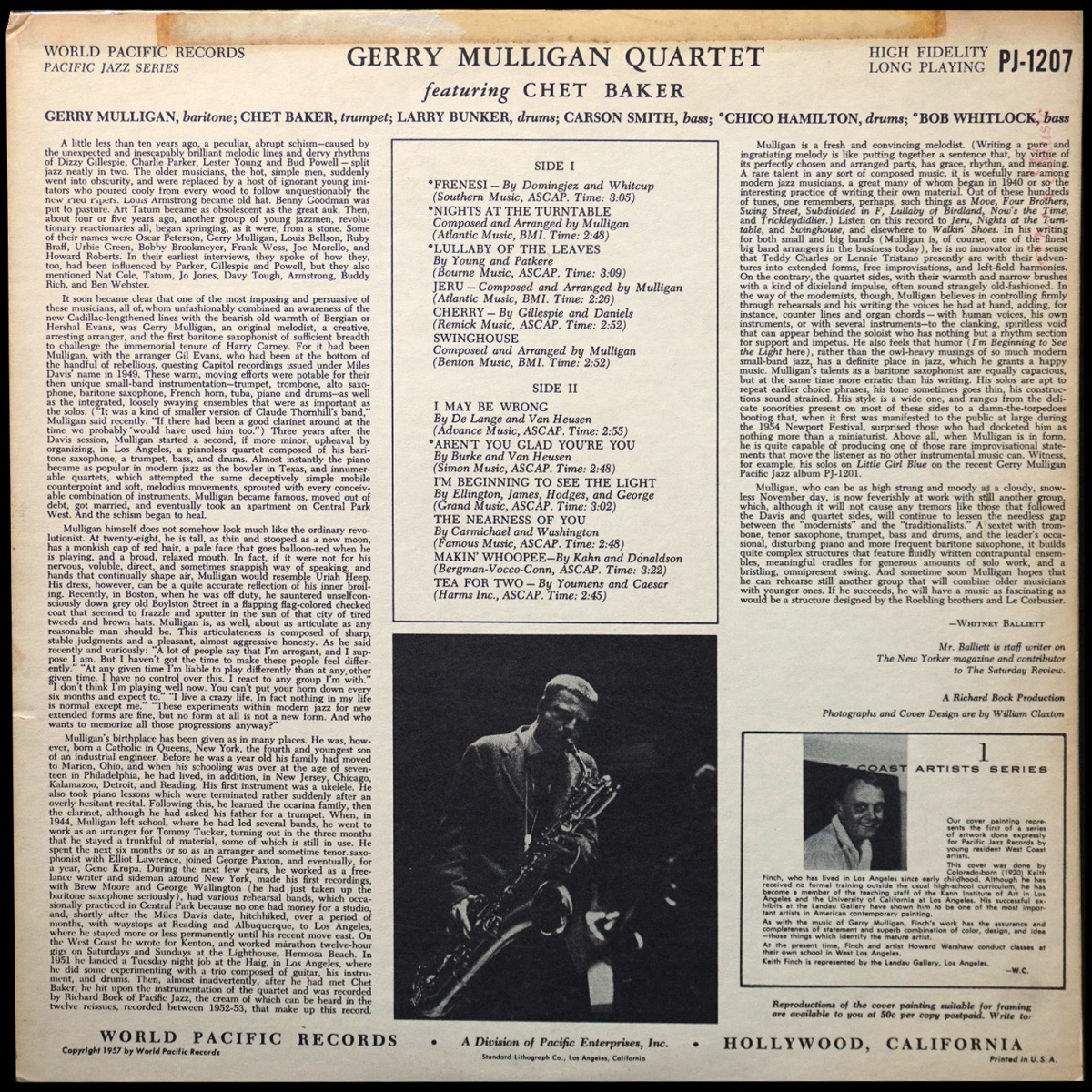 LP Gerry Mulligan Quartet — Gerry Mulligan Quartet (моно) фото 2