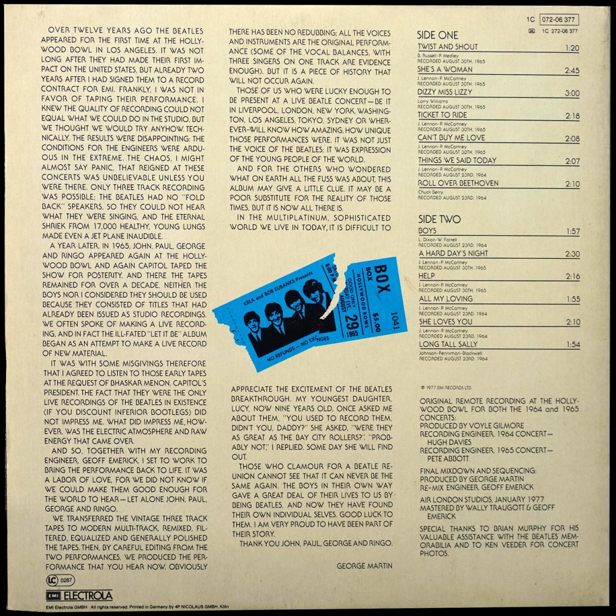 LP Beatles — Beatles At The Hollywood Bowl фото 2