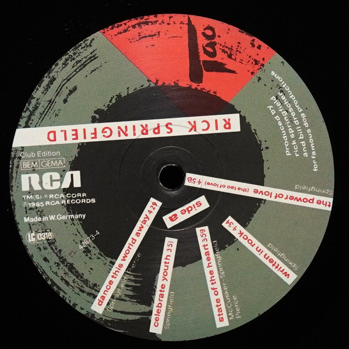 LP Rick Springfield — Tao (клубное издание) фото 2