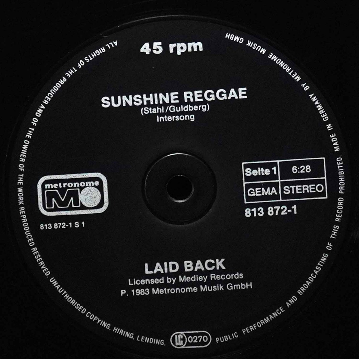 LP Laid Back — Sunshine Reggae (макси сингл) фото 2