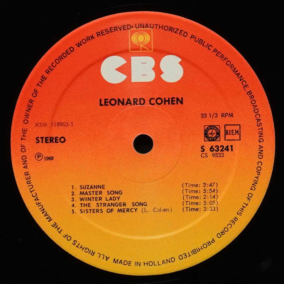 LP Leonard Cohen — Songs Of Leonard Cohen фото 2