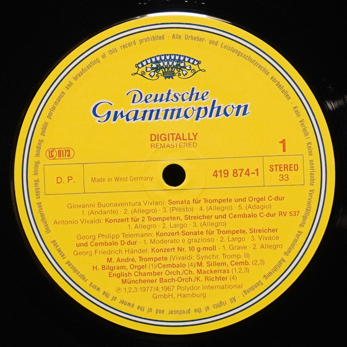 LP Maurice Andre — Trompetenkonzerte (Viviani • Vivaldi • Telemann • Handel • Joseph & Michael Haydn) фото 2