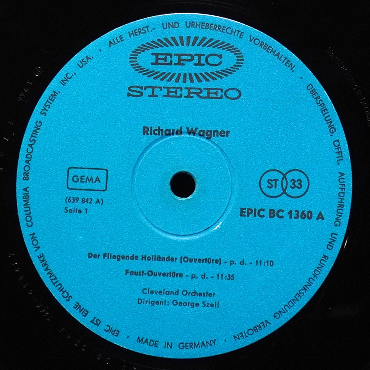 LP George Szell — Wagner: Der Fliegende Hollander, Ouverture / Faust-Ouverture / Lohengrin, Vorspiel Zum 1. Akt / Rienzi, Ouverture фото 2