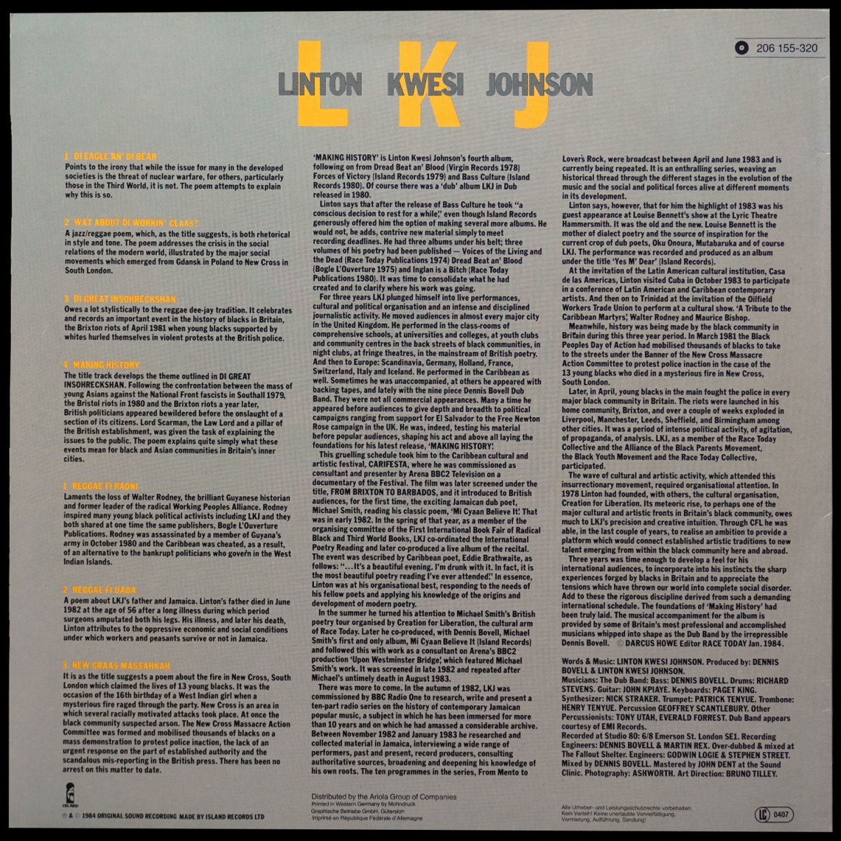 LP Linton Kwesi Johnson — Making History фото 2