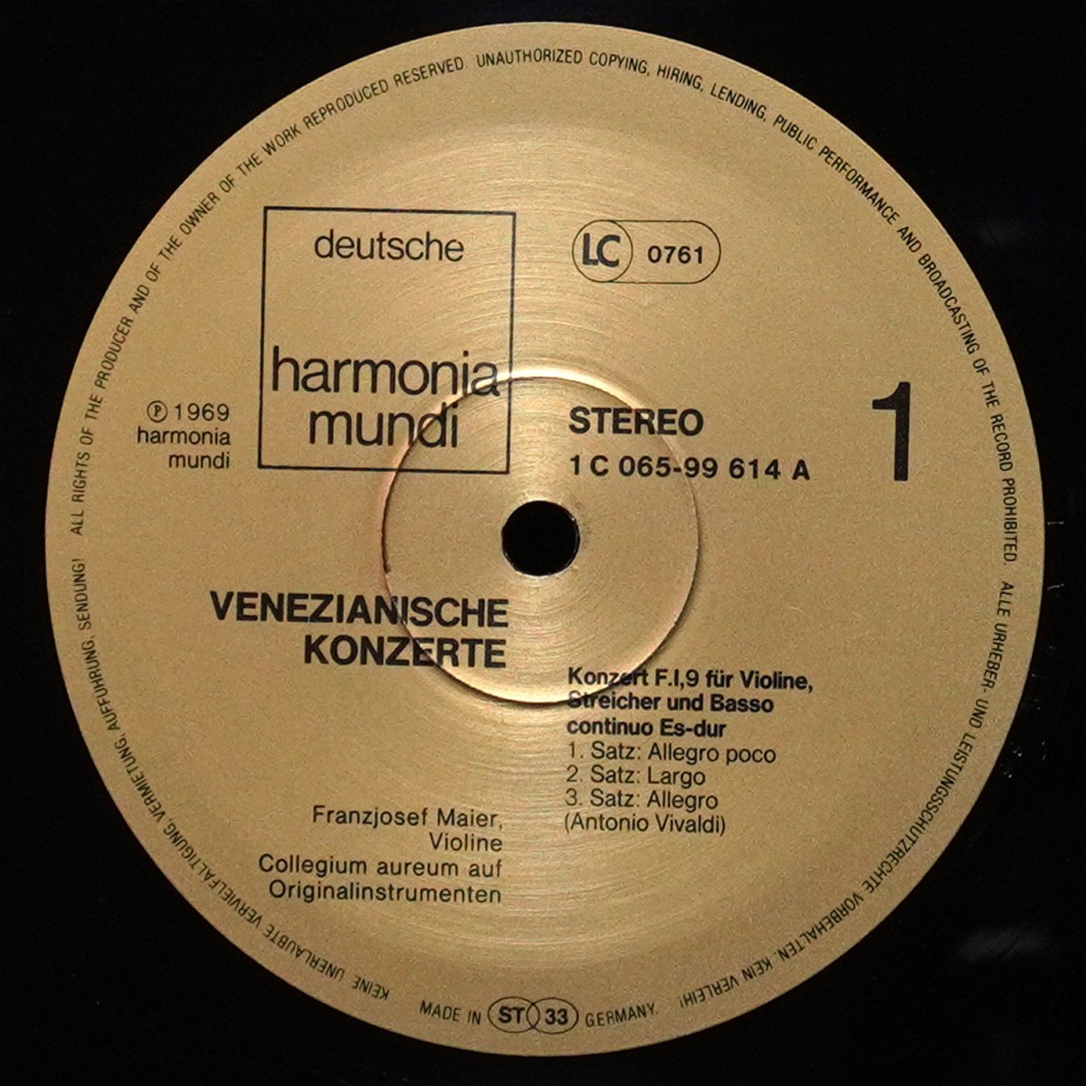 LP Collegium Aureum — Vivaldi: Venezianische Konzerte фото 2