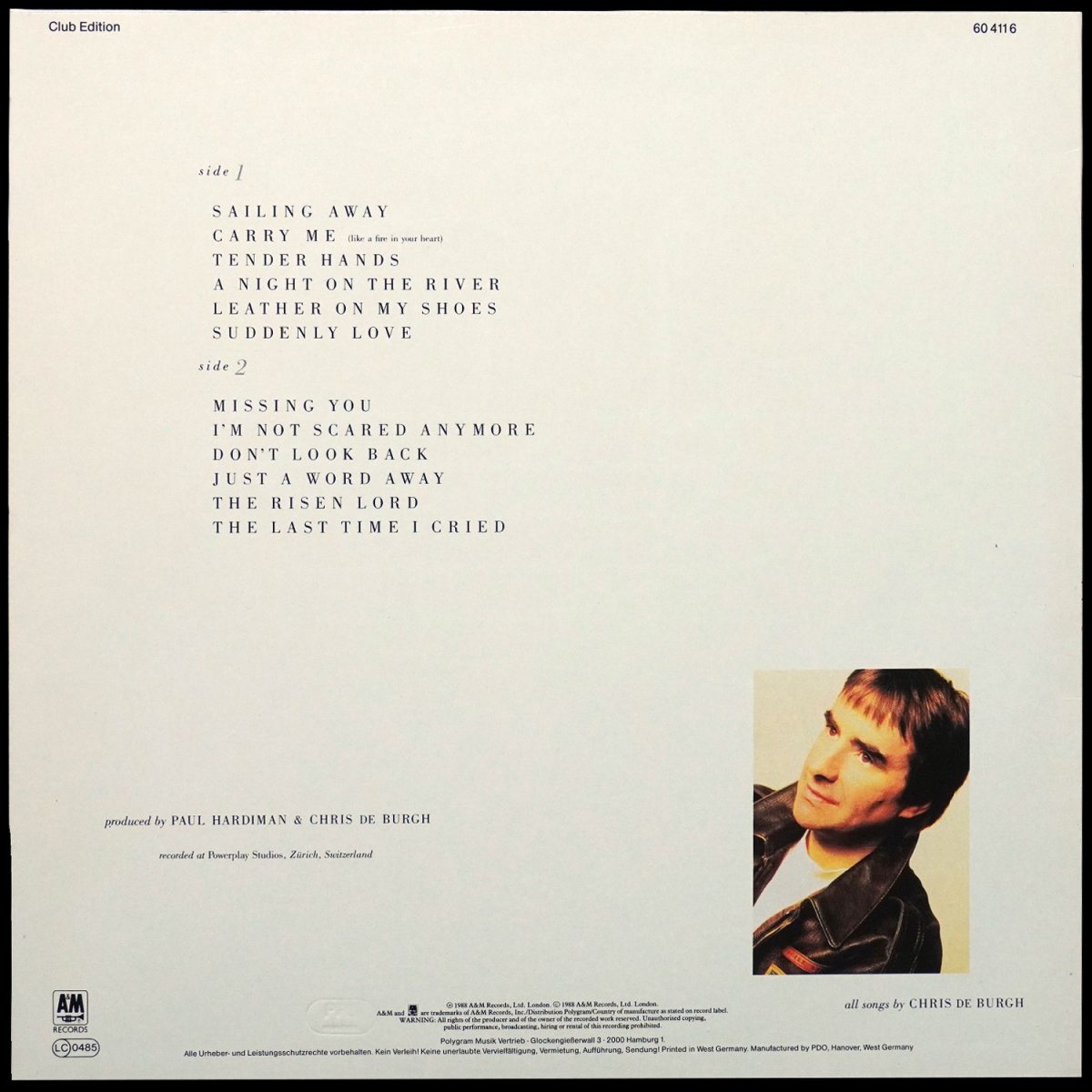 LP Chris De Burgh — Flying Colours (клубное издание) фото 2