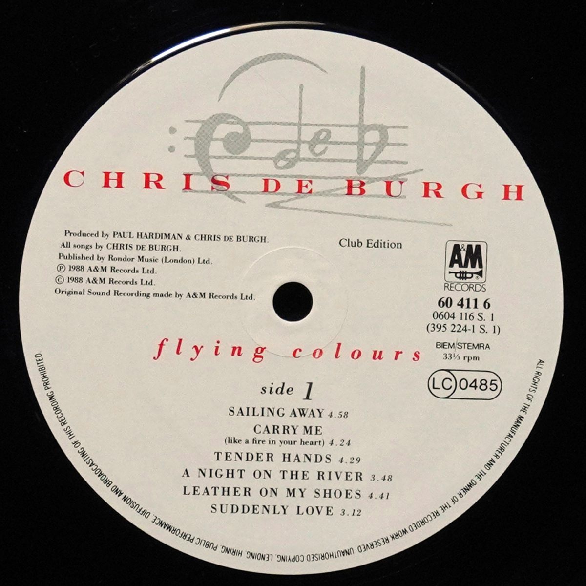 LP Chris De Burgh — Flying Colours (клубное издание) фото 3