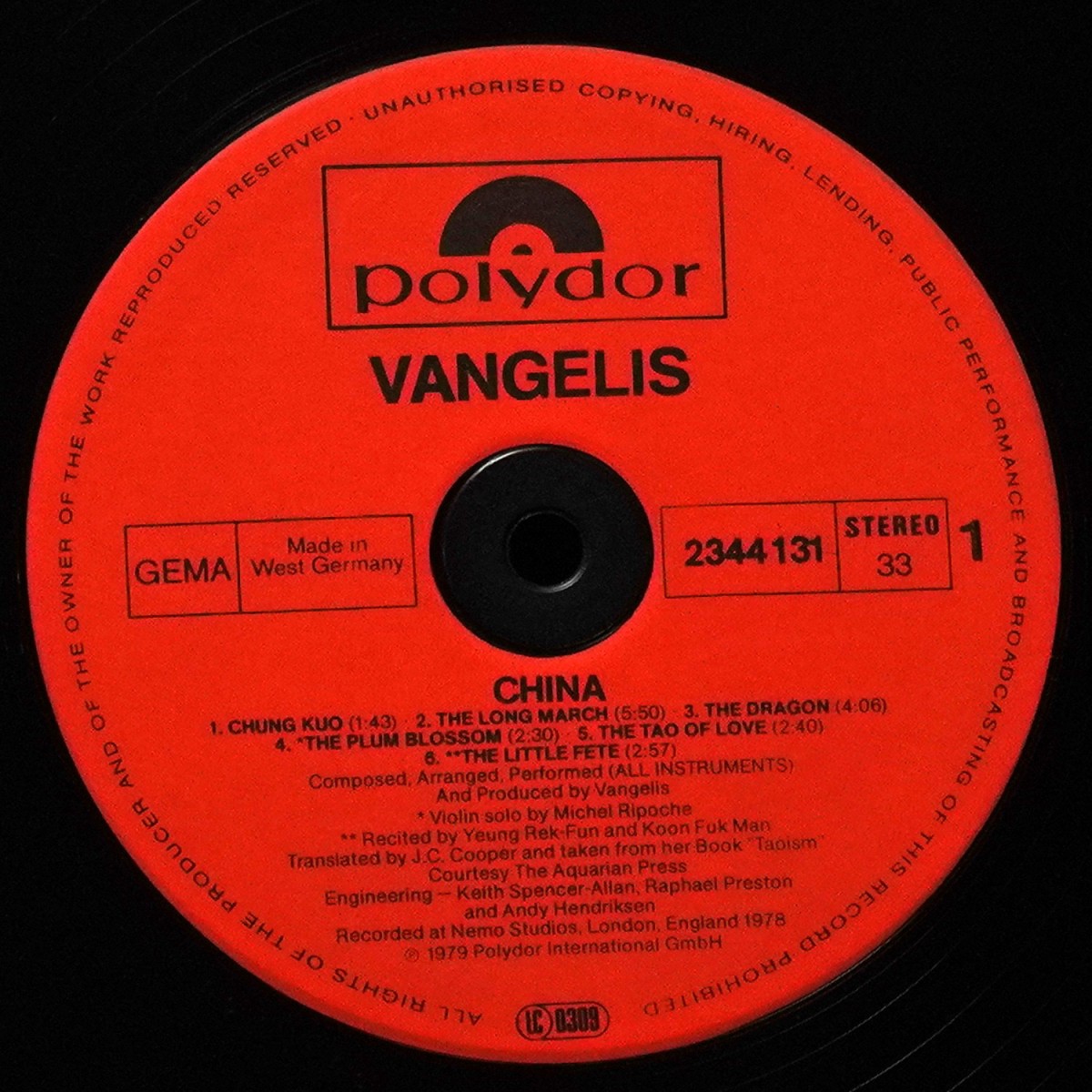 LP Vangelis — China фото 2