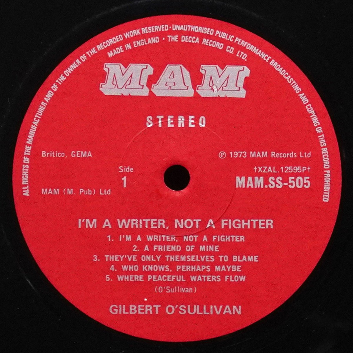 LP Gilbert O'Sullivan — I'm A Writer, Not A Fighter фото 2