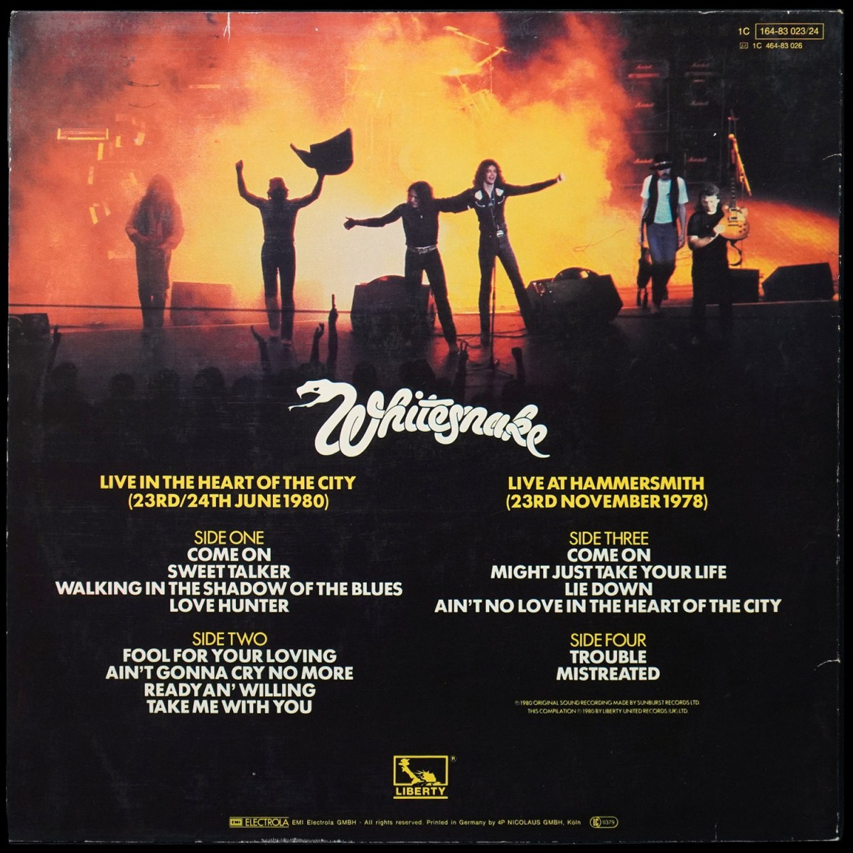 LP Whitesnake — Live... In The Heart Of The City (2LP) фото 2