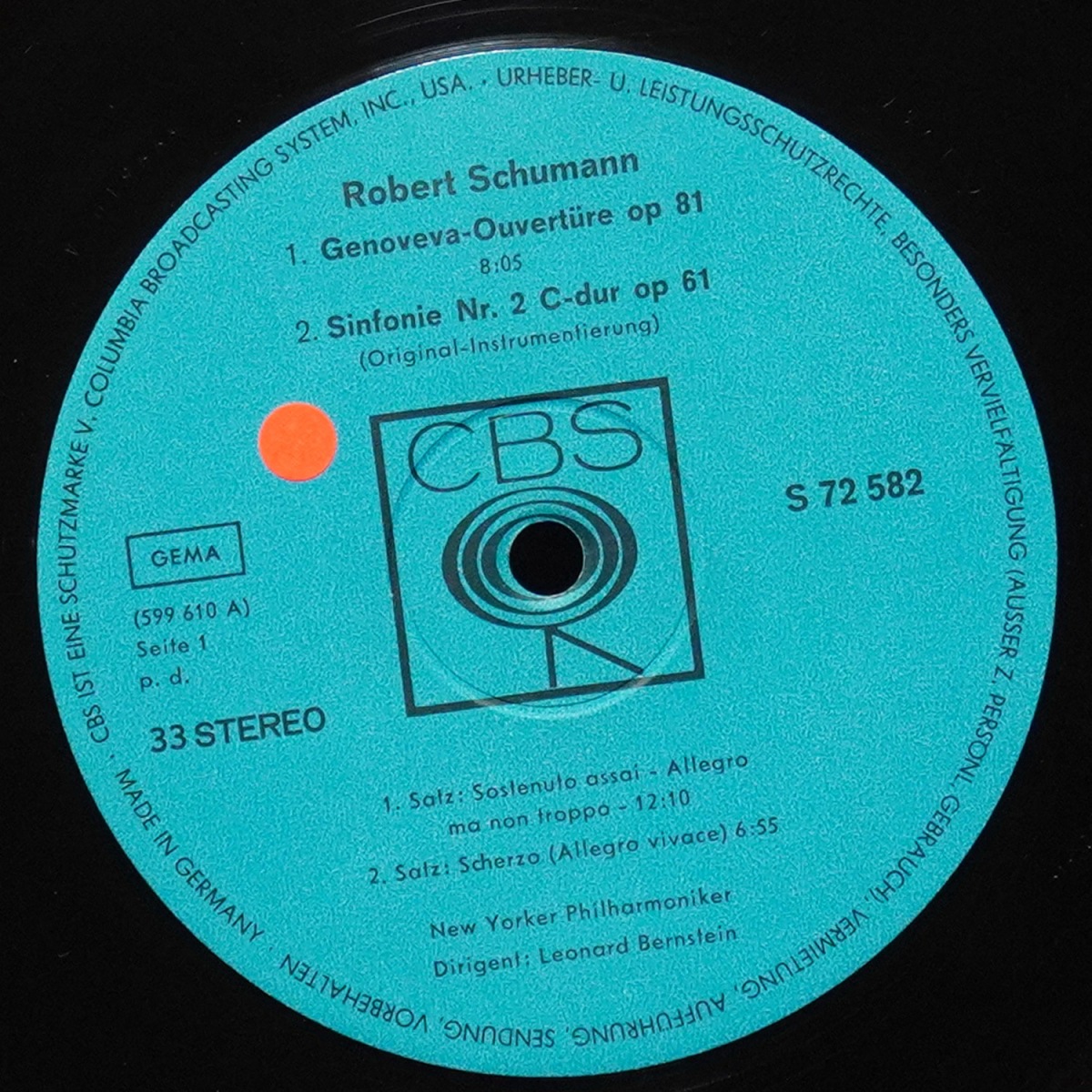 LP Leonard Bernstein — Schumann: Sinfonie Nr.2 C-Dur Op.61, Genoveva-Ouverture Op.81 фото 2