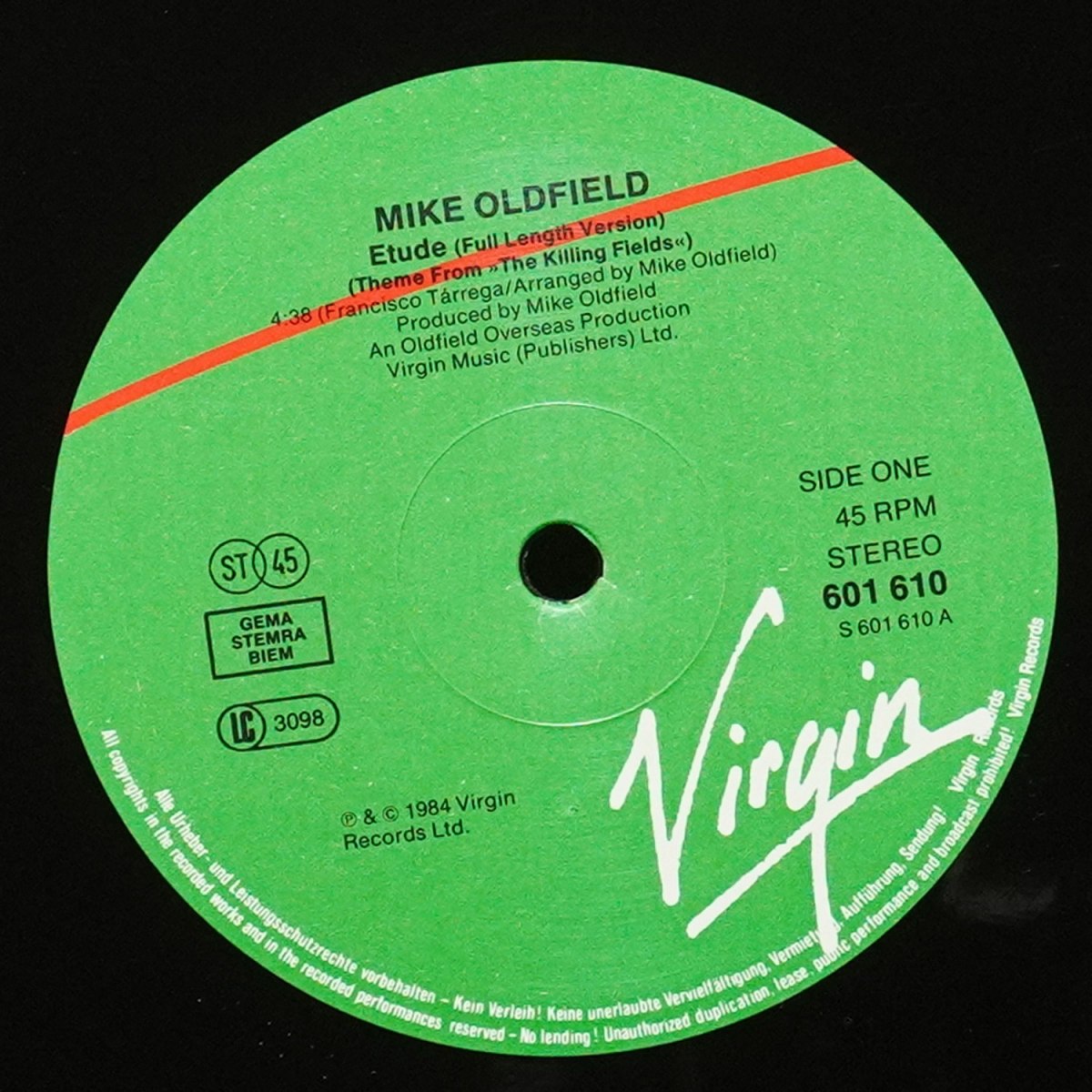 LP Mike Oldfield — Etude (Theme From The Killing Fields) (макси сингл) фото 2