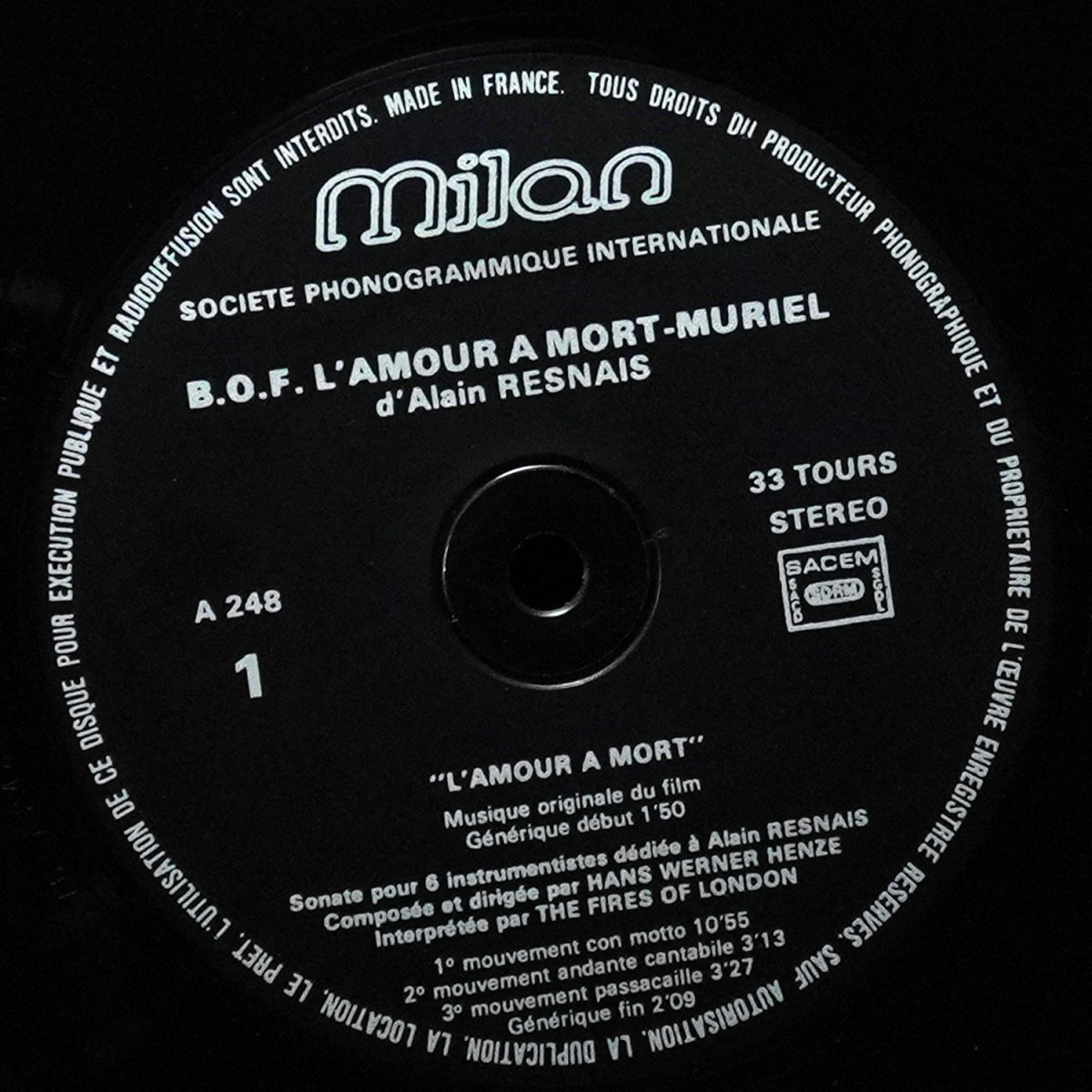 LP Hans Werner Henze — L`Amour A Mort - Muriel (Bandes Originales Des Films) фото 2