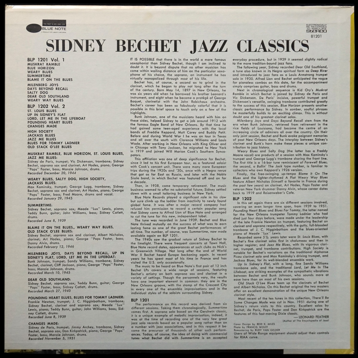 LP Sidney Bechet — Jazz Classics Volume 1 фото 3