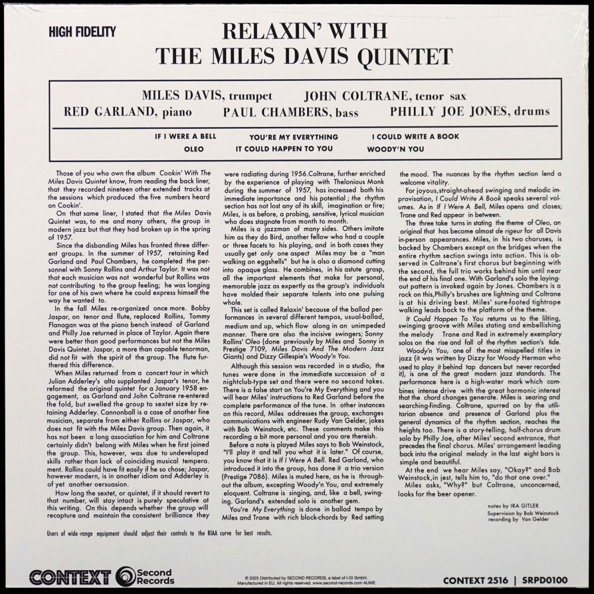 LP Miles Davis Quintet — Relaxin' With The Miles Davis Quintet фото 2