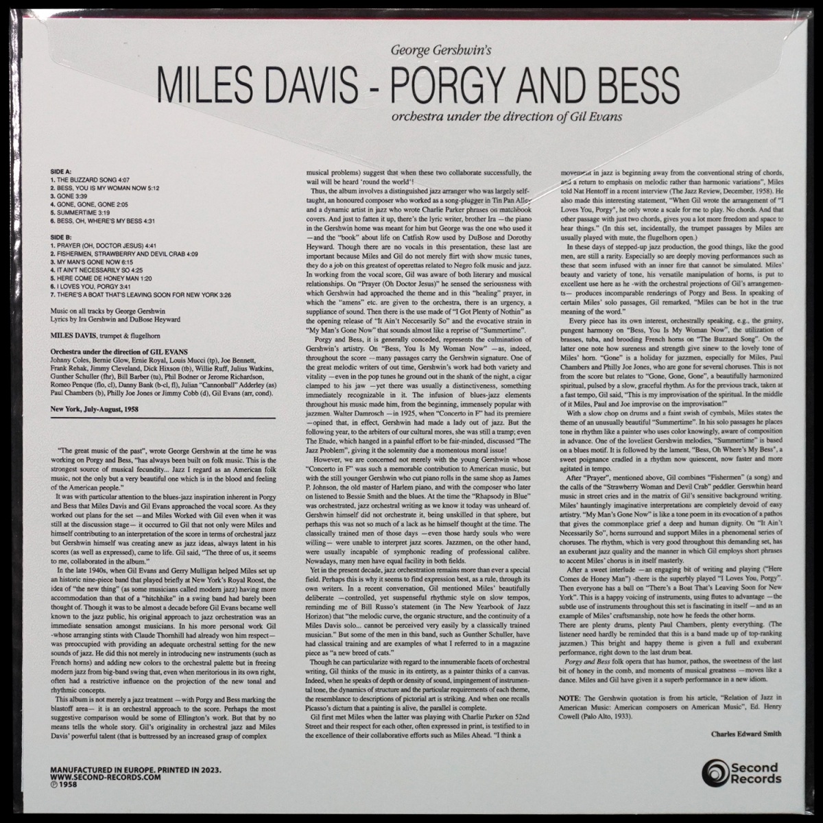 LP Miles Davis — Porgy And Bess (цветной винил) фото 2
