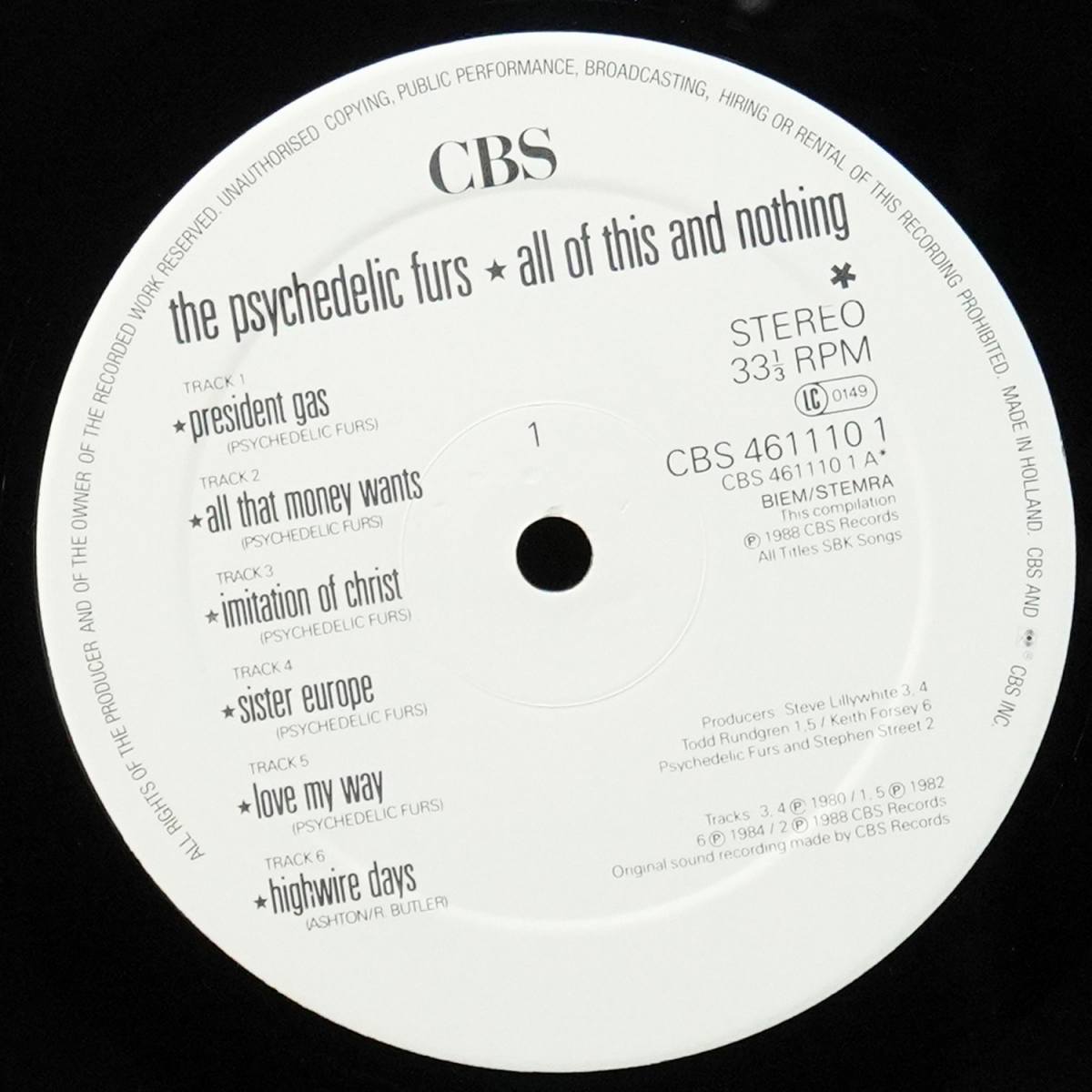LP Psychedelic Furs — All Of This And Nothing фото 3