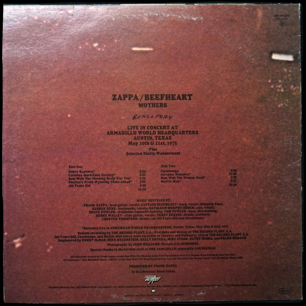 LP Frank Zappa — Bongo Fury фото 2